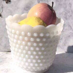 Vintage Fire King White Hobnail Milk Glass Vase